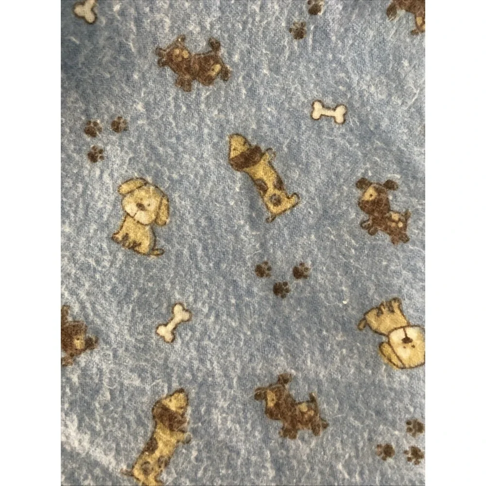 Lot of 2 Carters Flannel Receing Blankets Brown Polka Dots and Puppy Dog Blue